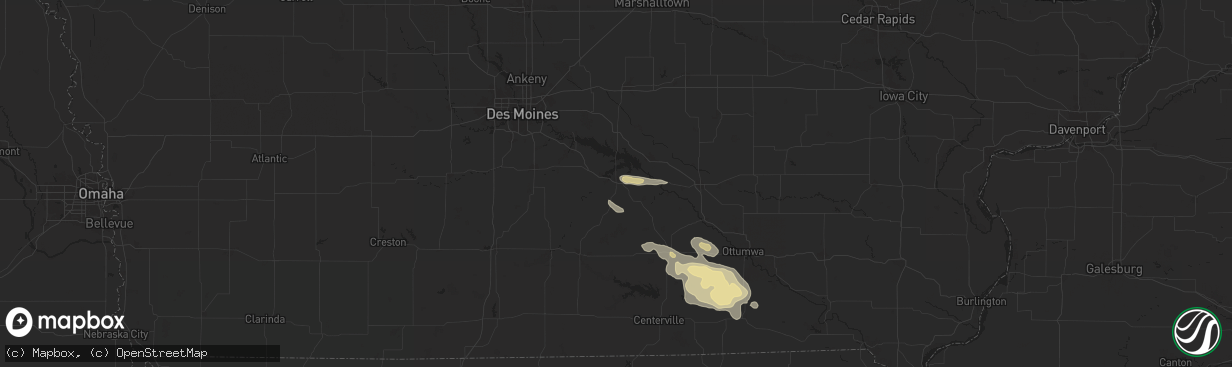 Hail map in Knoxville, IA on July 31, 2024