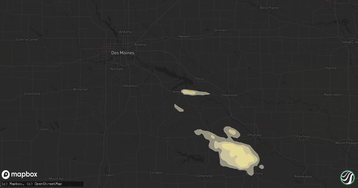 Hail map in Knoxville, IA on July 31, 2024