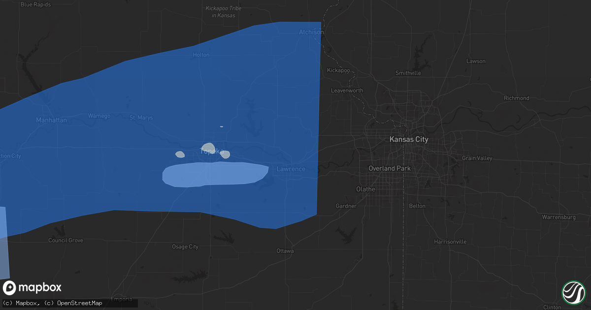 Hail map in Lawrence, KS on July 31, 2024
