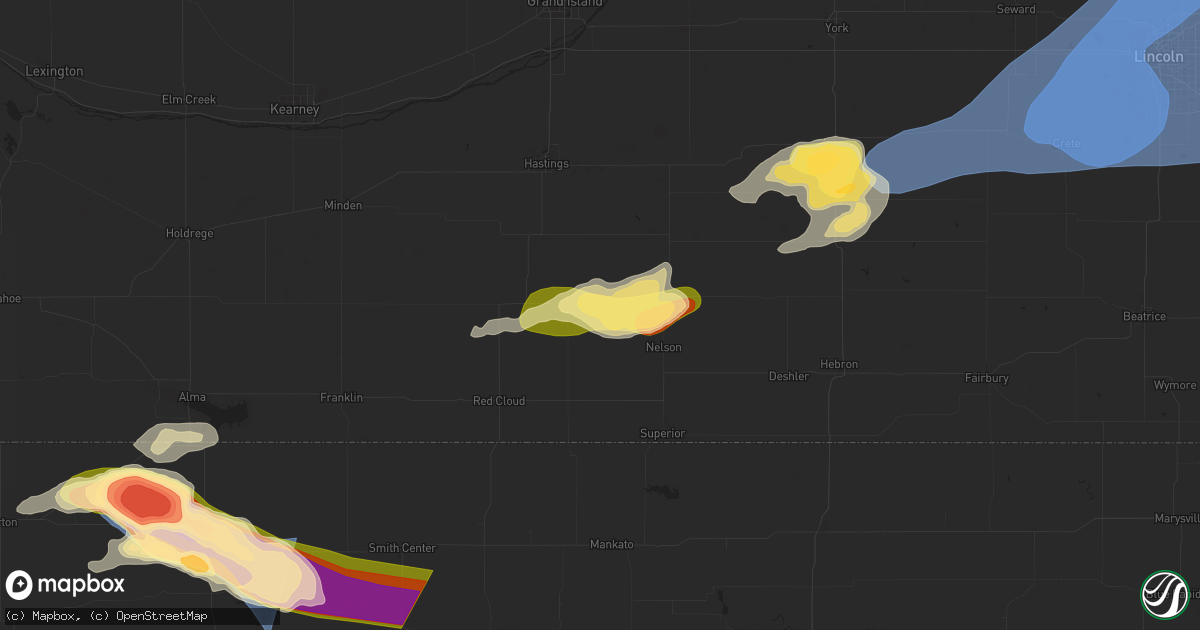 Hail map in Lawrence, NE on July 31, 2024