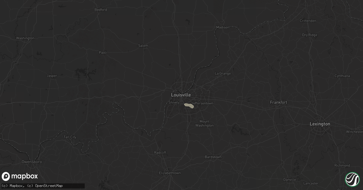 Hail map in Louisville, KY on July 31, 2024
