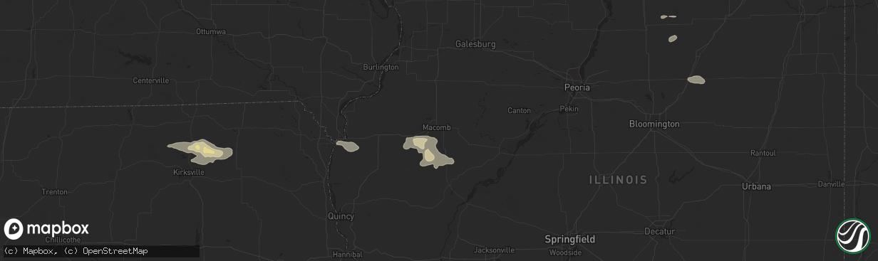 Hail map in Macomb, IL on July 31, 2024