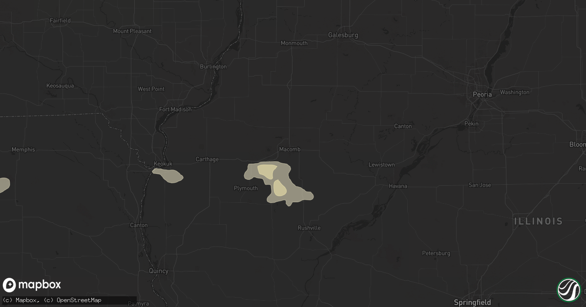 Hail map in Macomb, IL on July 31, 2024