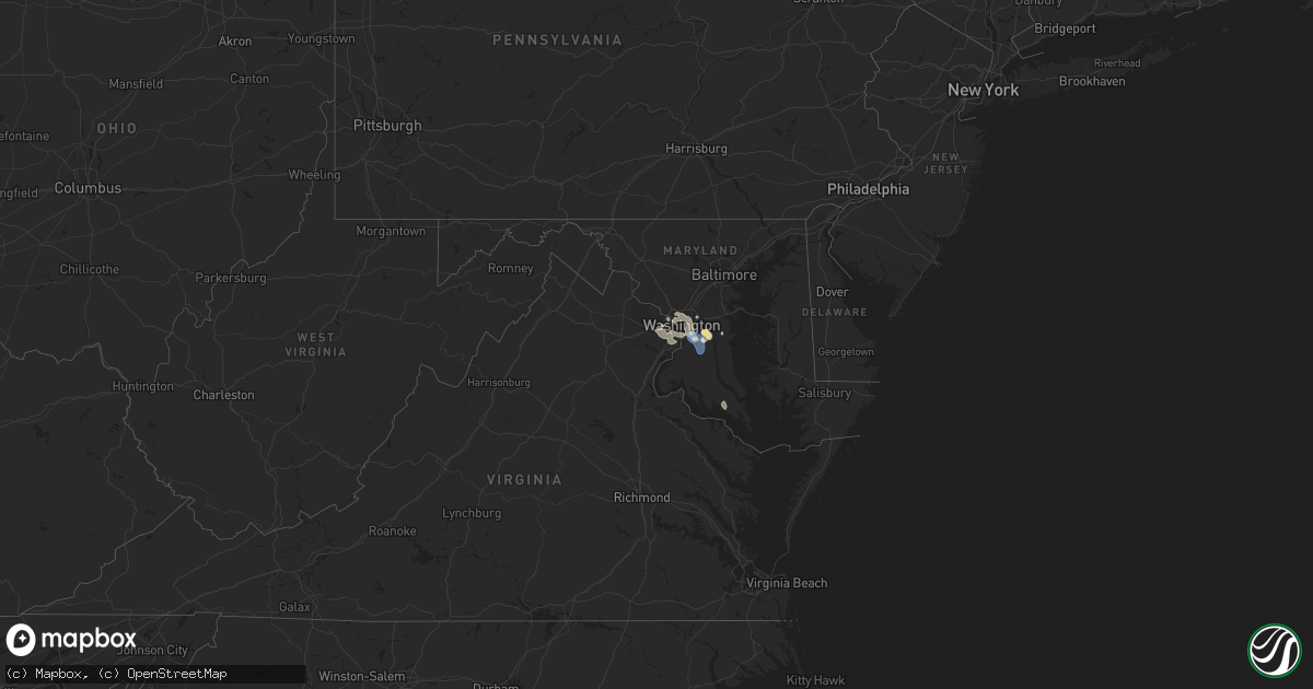 Hail map in Maryland on July 31, 2024