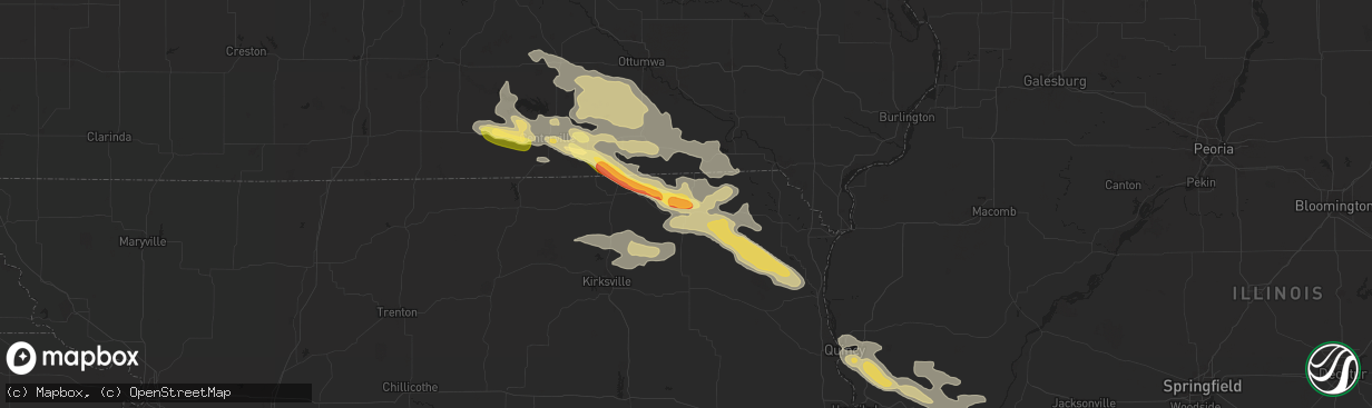 Hail map in Memphis, MO on July 31, 2024