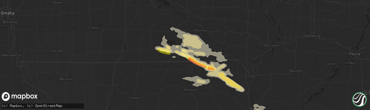 Hail map in Moulton, IA on July 31, 2024