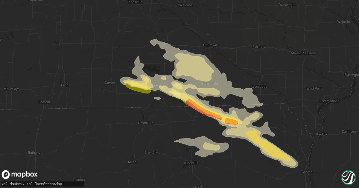 Hail map in Moulton, IA on July 31, 2024