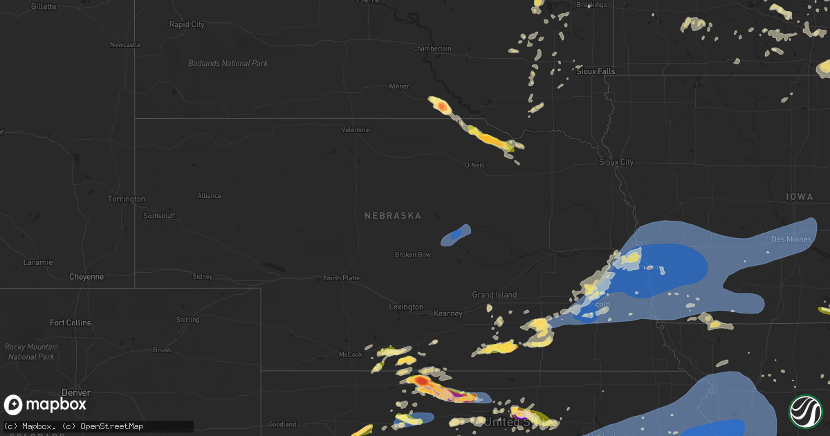 Hail map in Nebraska on July 31, 2024