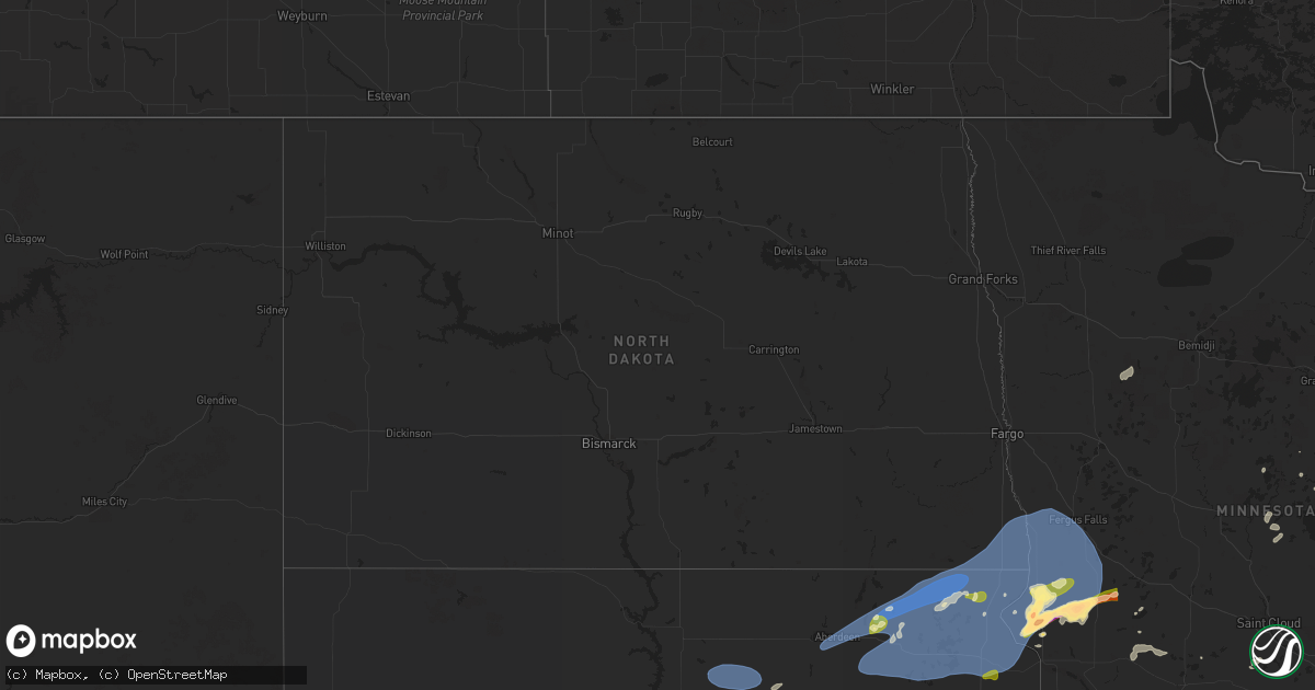 Hail map in North Dakota on July 31, 2024