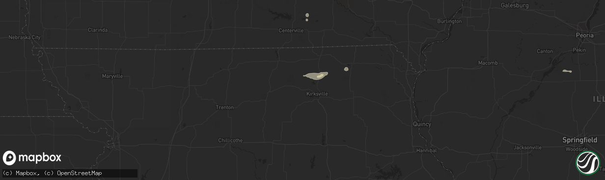 Hail map in Novinger, MO on July 31, 2024