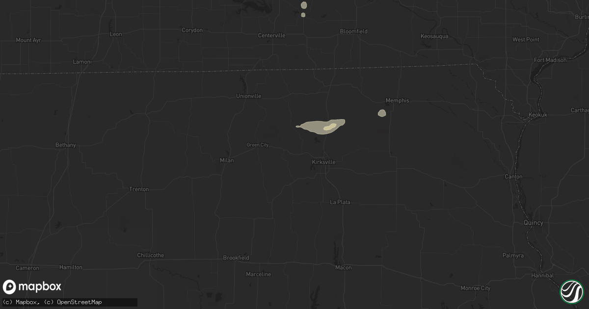 Hail map in Novinger, MO on July 31, 2024