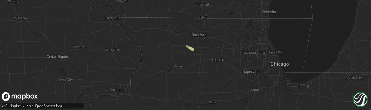 Hail map in Oregon, IL on July 31, 2024