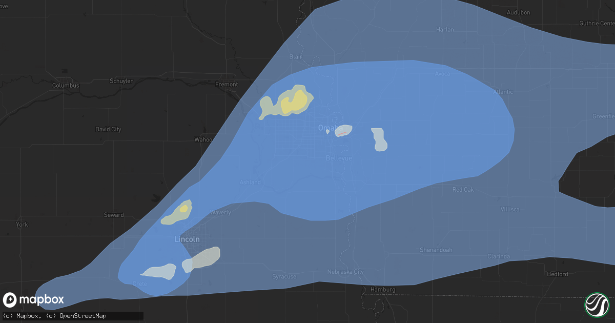 Hail map in Papillion, NE on July 31, 2024