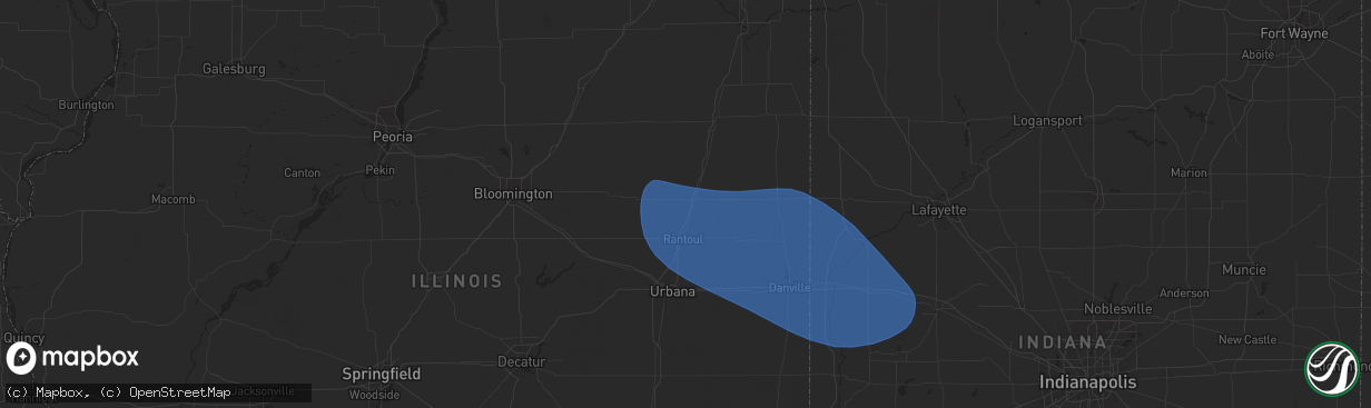 Hail map in Paxton, IL on July 31, 2024