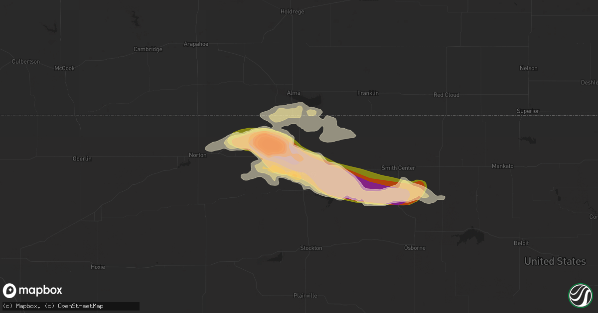 Hail map in Phillipsburg, KS on July 31, 2024