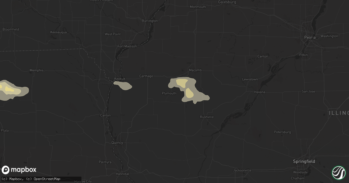 Hail map in Plymouth, IL on July 31, 2024