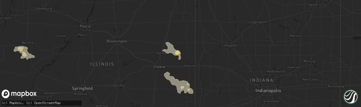 Hail map in Potomac, IL on July 31, 2024