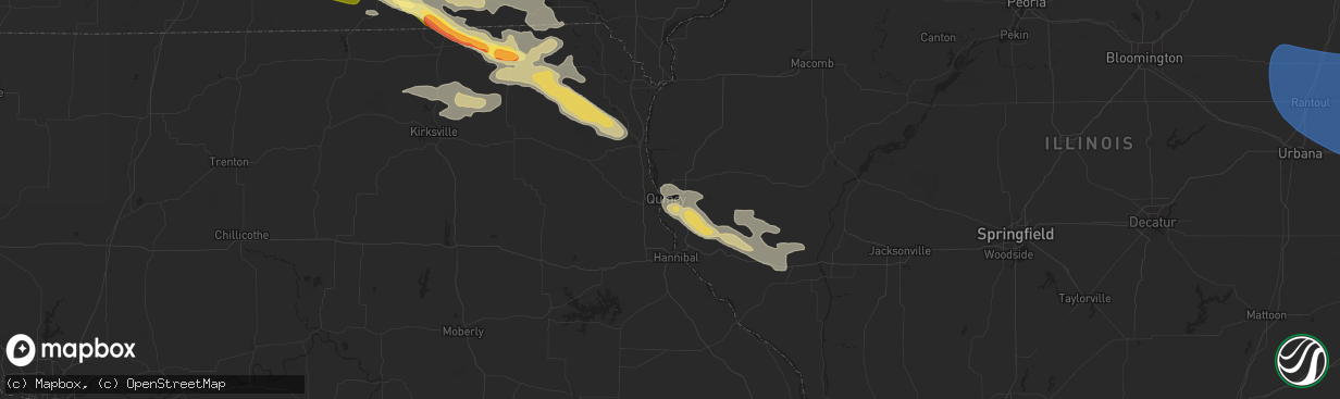 Hail map in Quincy, IL on July 31, 2024