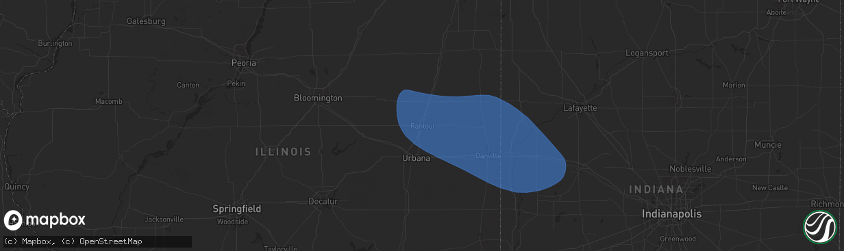 Hail map in Rantoul, IL on July 31, 2024