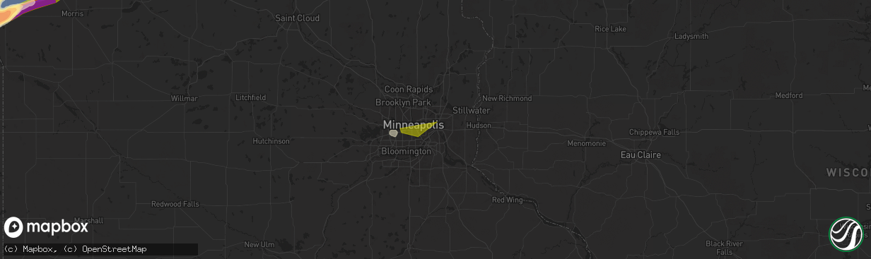 Hail map in Saint Paul, MN on July 31, 2024