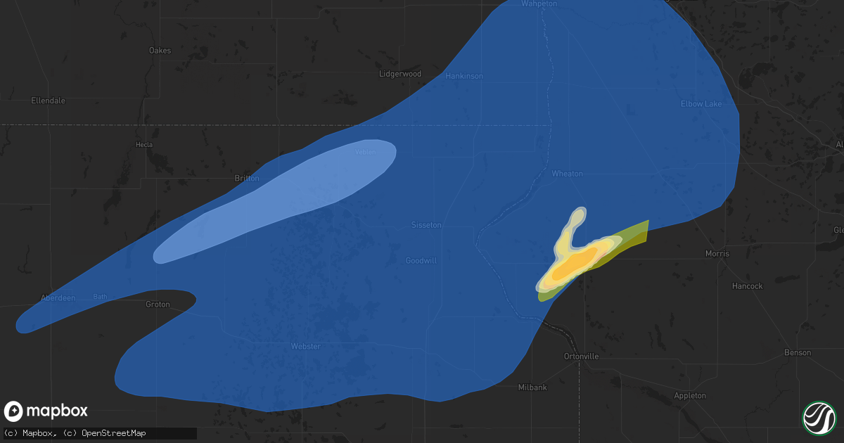 Hail map in Sisseton, SD on July 31, 2024