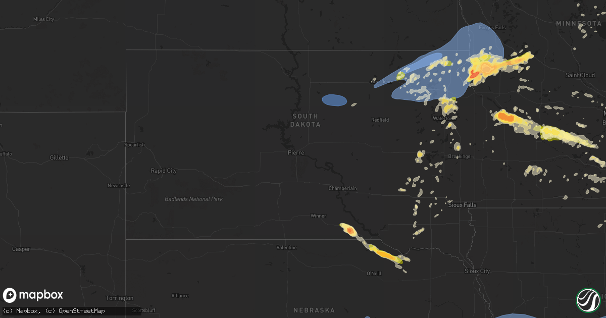 Hail map in South Dakota on July 31, 2024