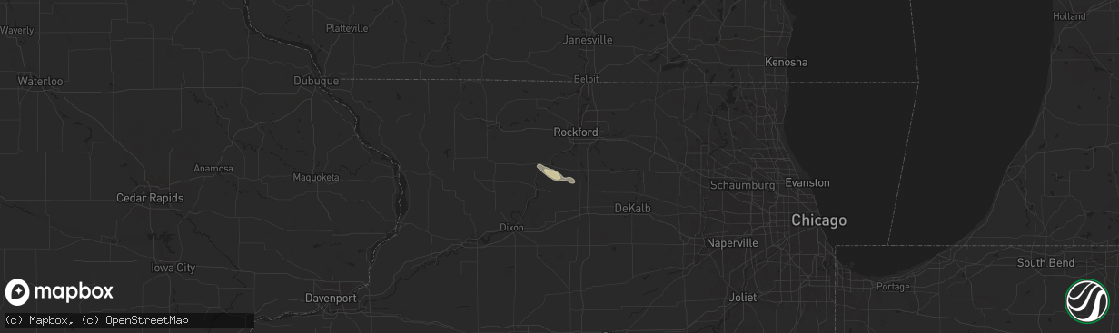 Hail map in Stillman Valley, IL on July 31, 2024