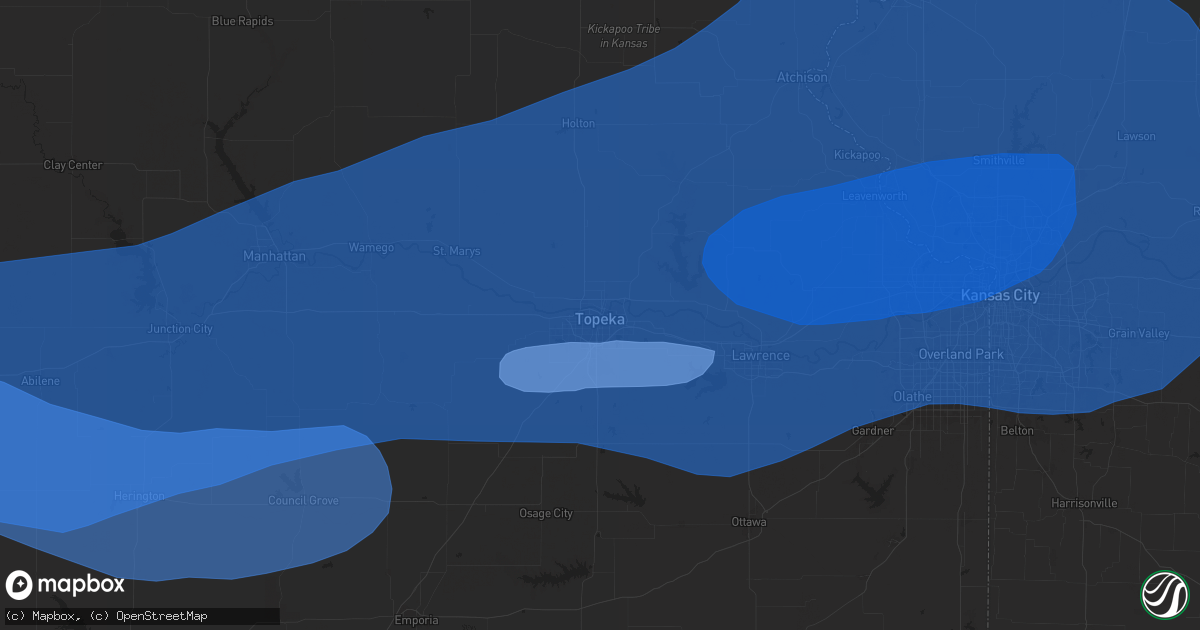 Hail map in Topeka, KS on July 31, 2024