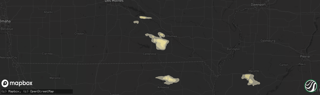 Hail map in Unionville, IA on July 31, 2024