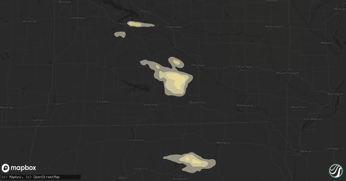 Hail map in Unionville, IA on July 31, 2024