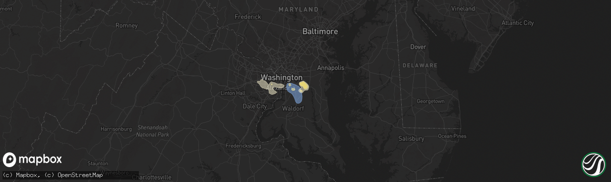 Hail map in Upper Marlboro, MD on July 31, 2024