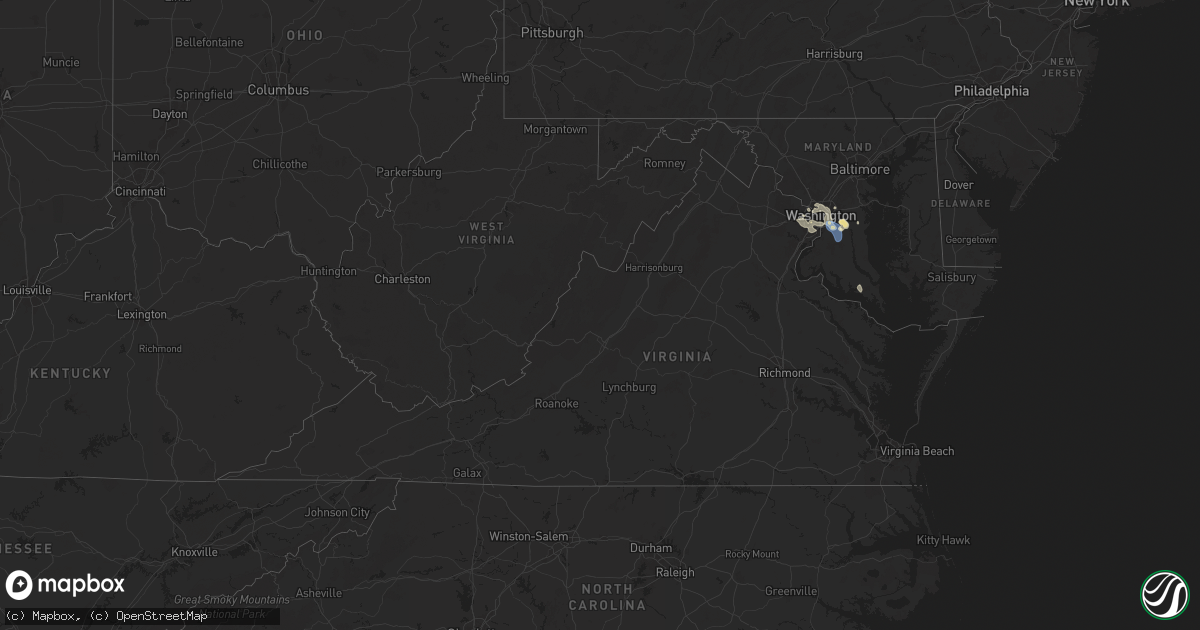 Hail map in Virginia on July 31, 2024