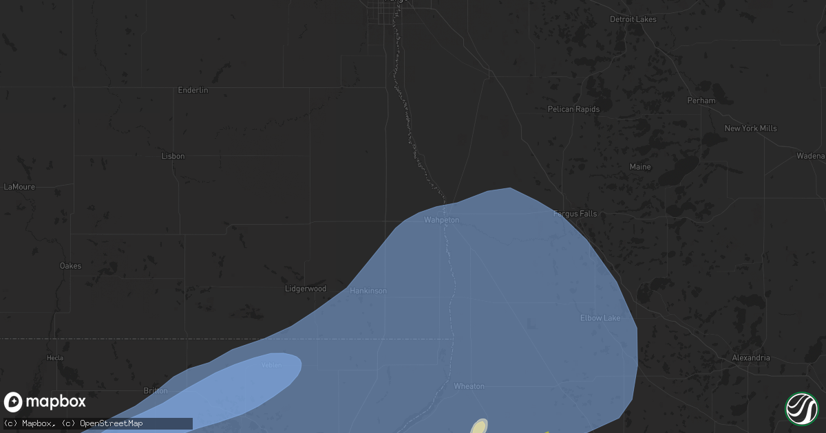 Hail map in Wahpeton, ND on July 31, 2024
