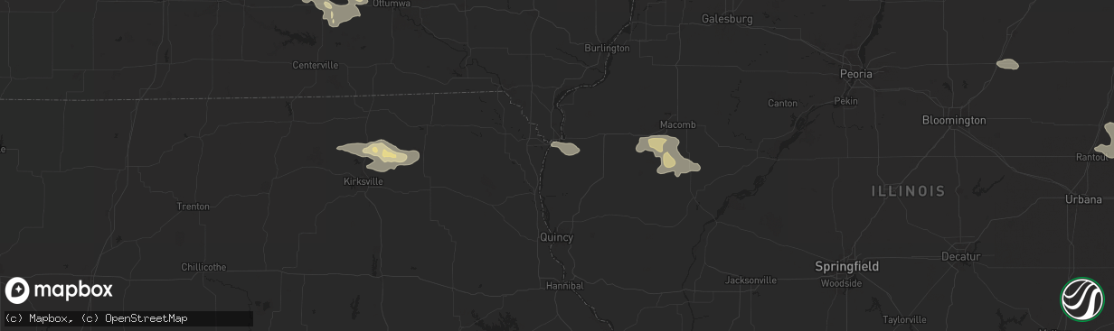 Hail map in Warsaw, IL on July 31, 2024