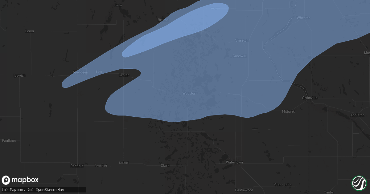 Hail map in Webster, SD on July 31, 2024