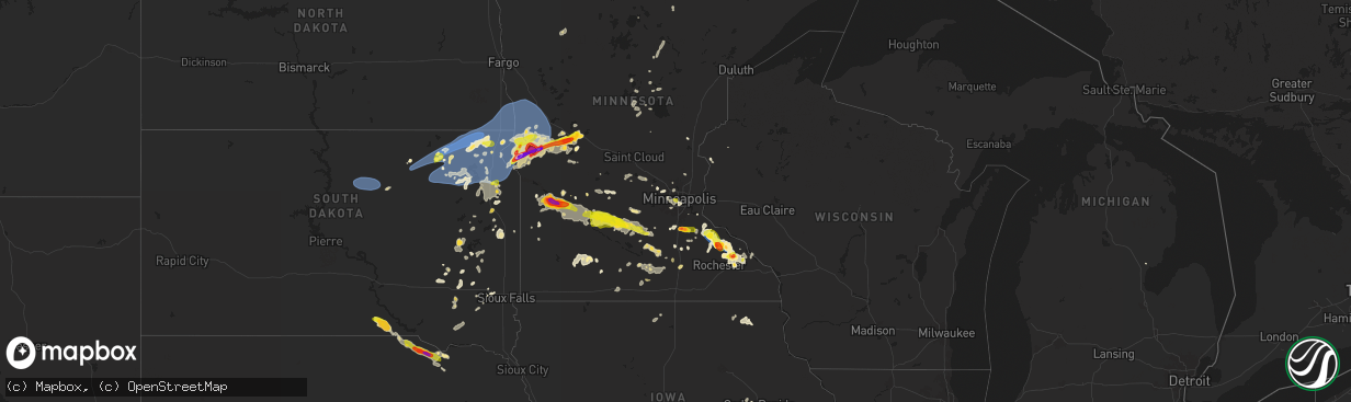 Hail map on July 31, 2024