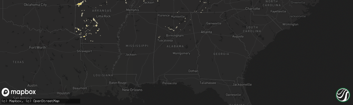 Hail map in Alabama on July 31, 2025