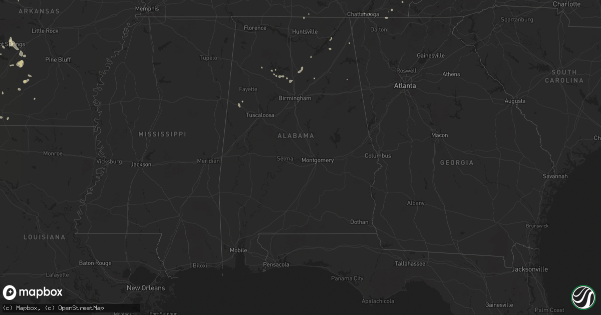 Hail map in Alabama on July 31, 2025