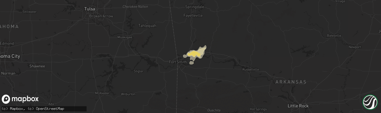 Hail map in Alma, AR on July 31, 2025