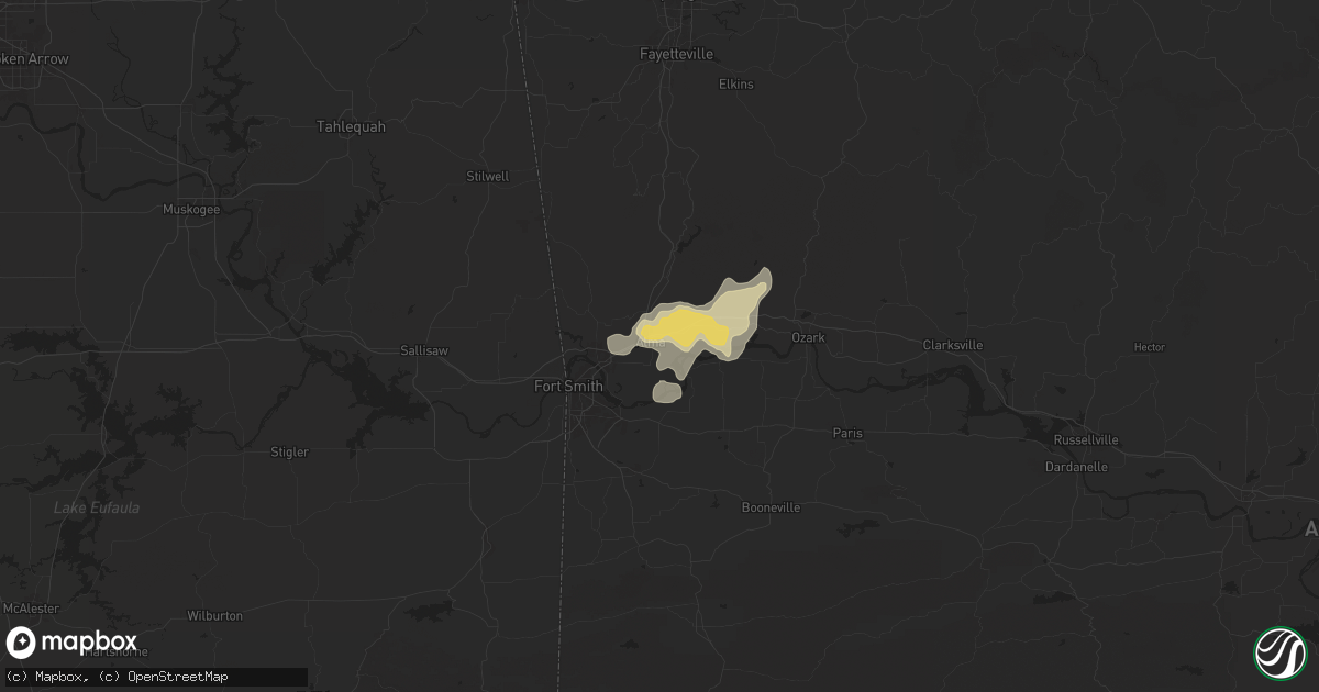 Hail map in Alma, AR on July 31, 2025