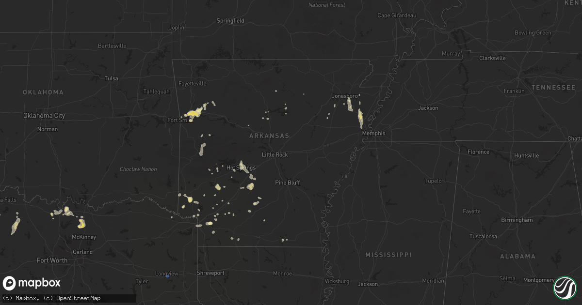 Hail map in Arkansas on July 31, 2025