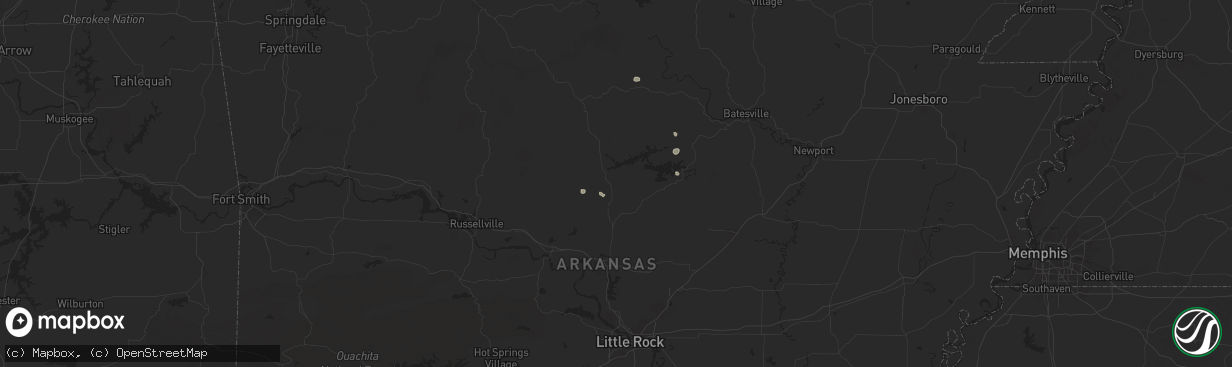 Hail map in Bee Branch, AR on July 31, 2025
