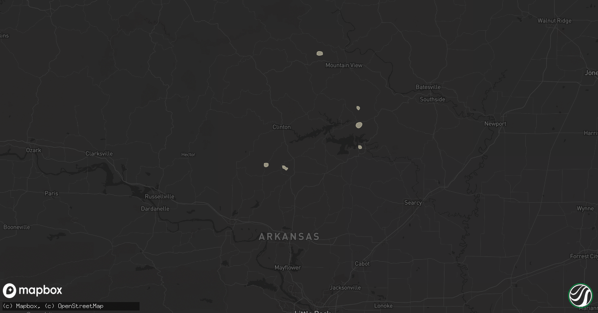 Hail map in Bee Branch, AR on July 31, 2025