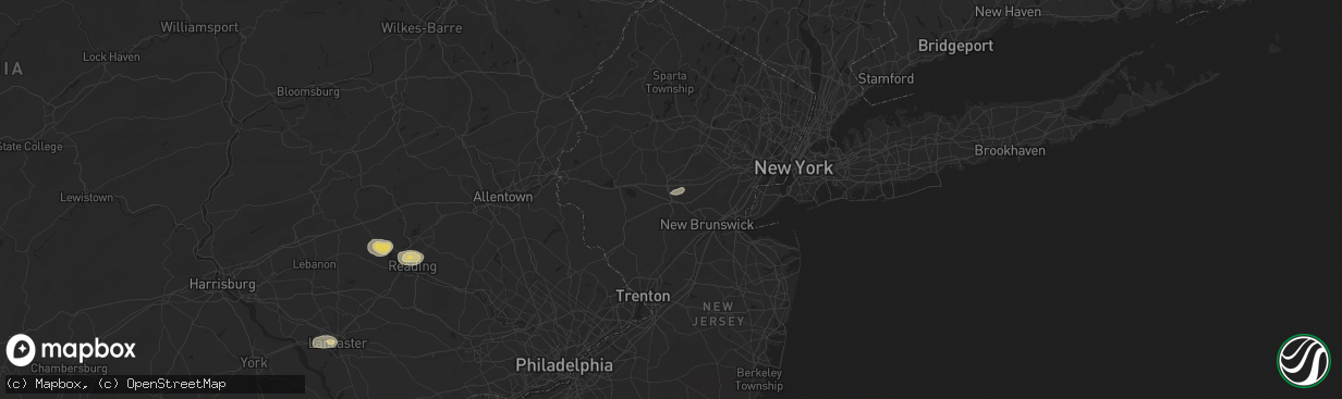 Hail map in Bridgewater, NJ on July 31, 2025