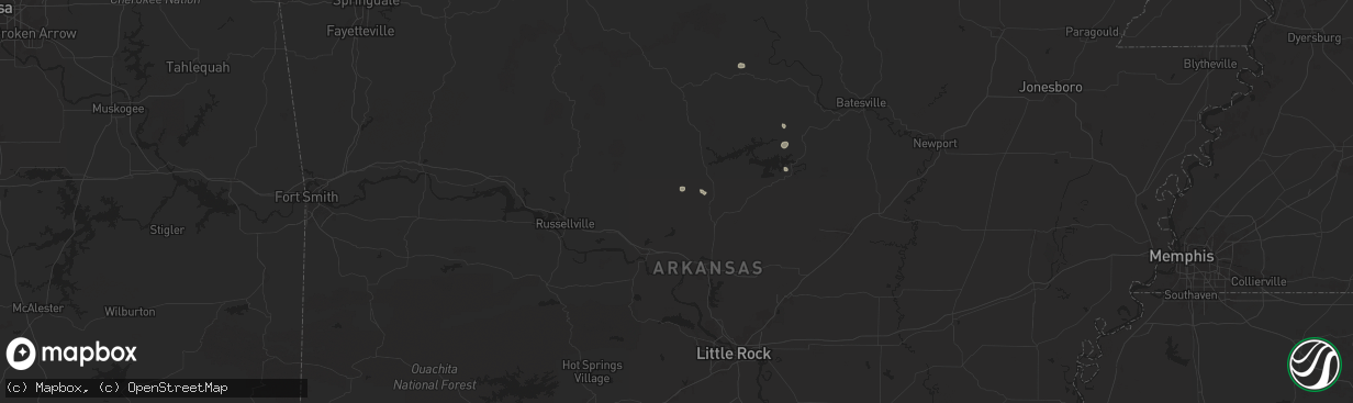 Hail map in Center Ridge, AR on July 31, 2025