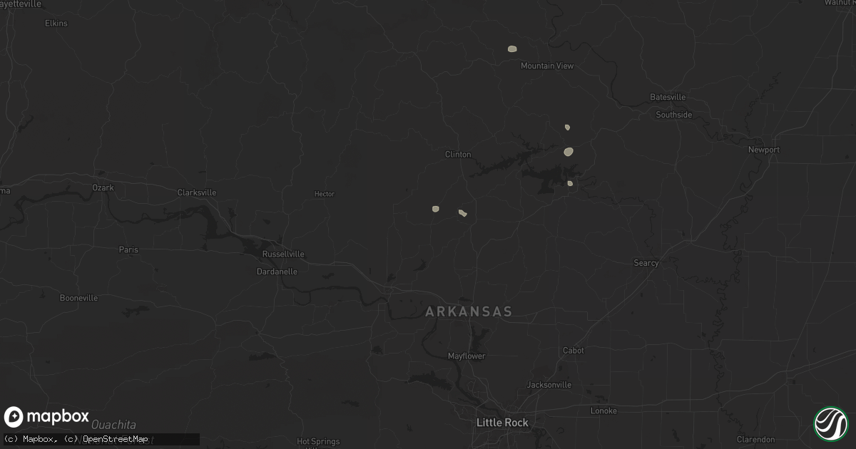 Hail map in Center Ridge, AR on July 31, 2025