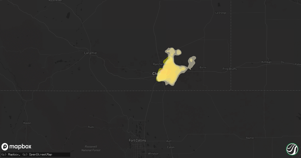 Hail map in Cheyenne, WY on July 31, 2025