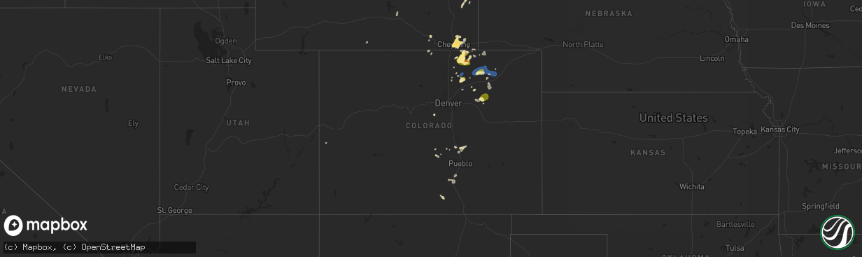 Hail map in Colorado on July 31, 2025
