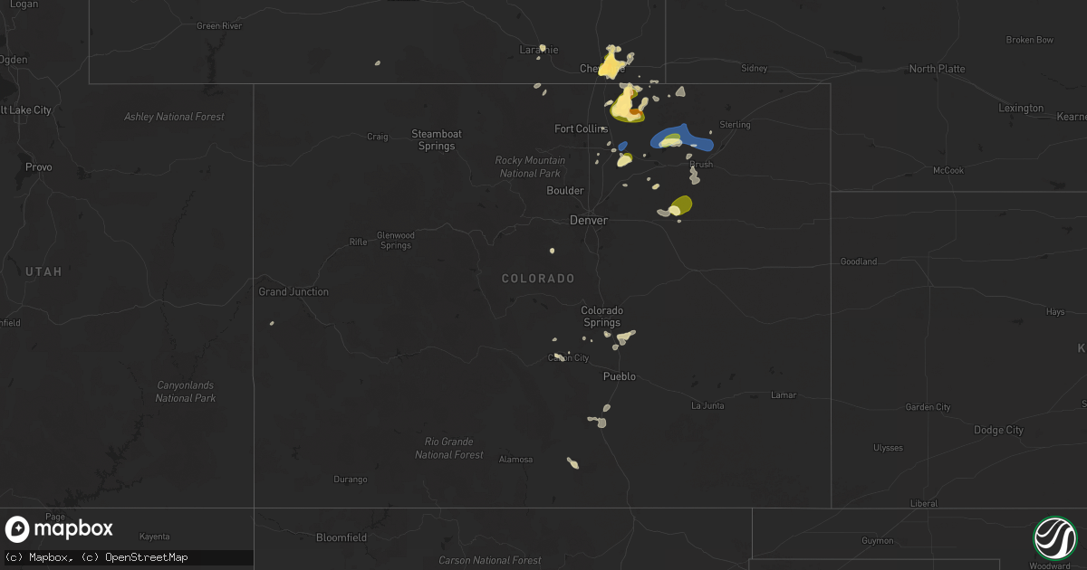 Hail map in Colorado on July 31, 2025