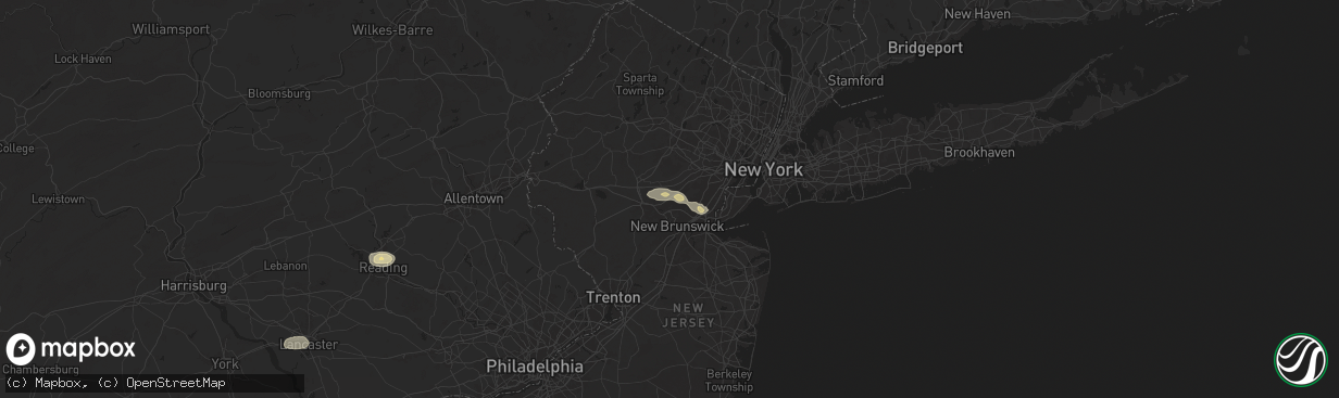 Hail map in Dunellen, NJ on July 31, 2025